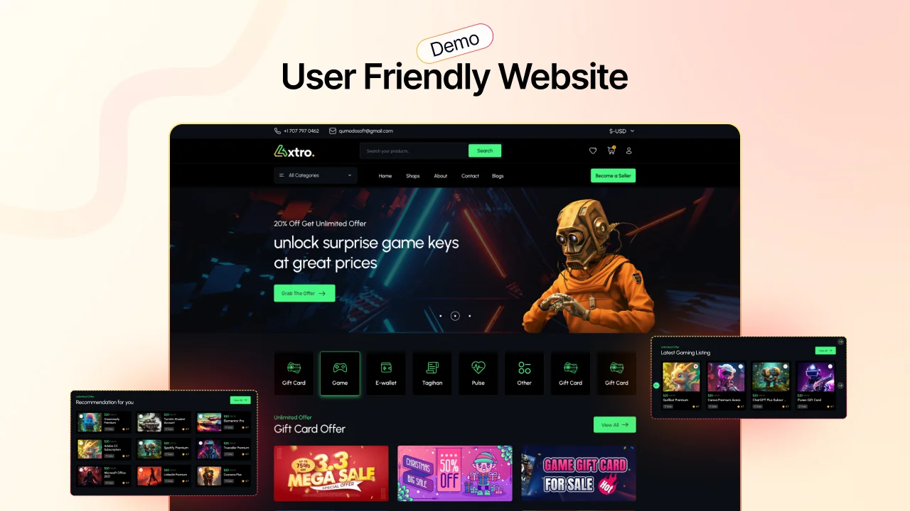 Axtro Games Buy and Sell, Subscription & Gift Card Laravel Script — screenshot 1