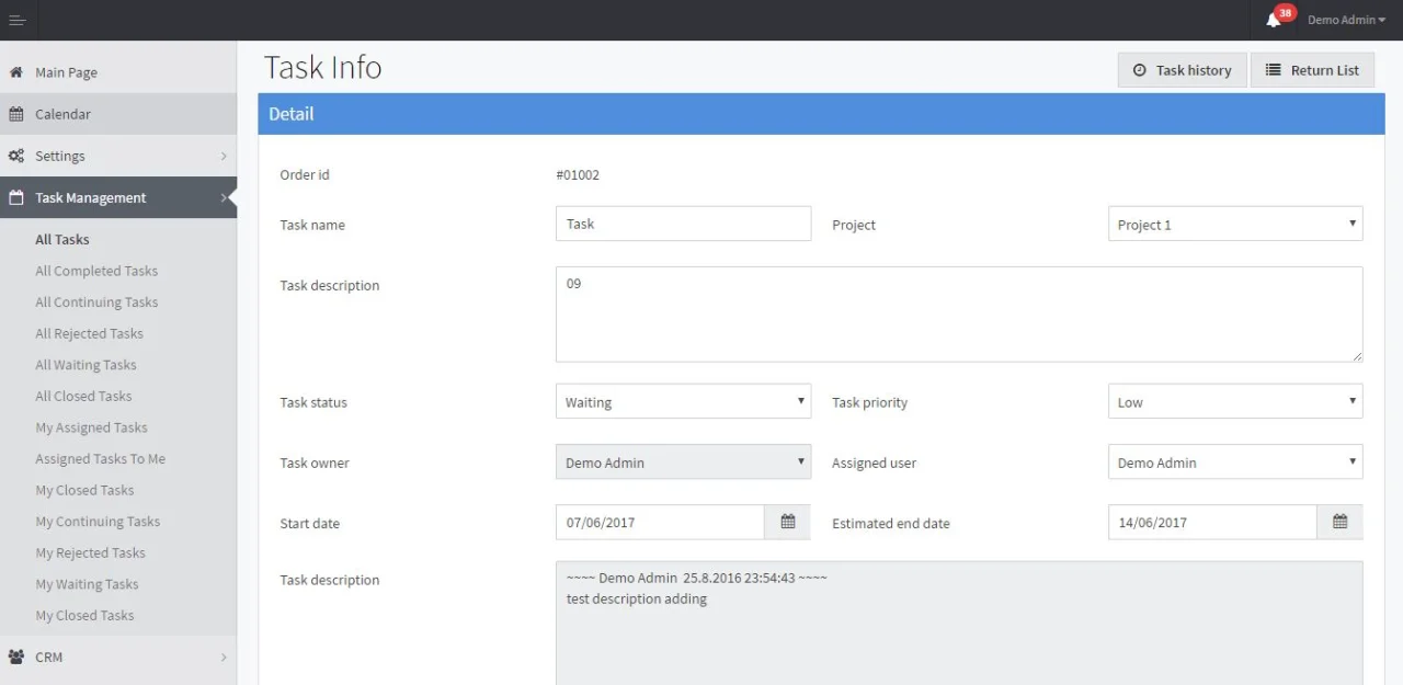 Task Management ASP.NET MVC Source Code - Framework — screenshot 5