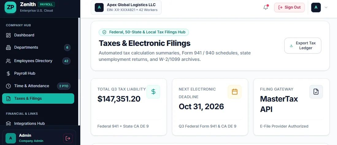 ZenithPay Enterprise Payroll Management UI — screenshot 6