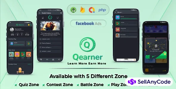 Qearner – Quiz App | Android Quiz Game with Earning System + Admin Panel
