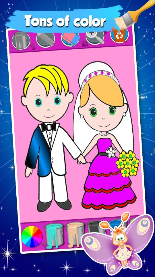 Bride and Groom Wedding Coloring Pages Game — screenshot 3
