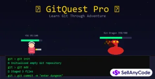 GitQuest Pro HTML5 Git Adventure RPG Game + Source Code