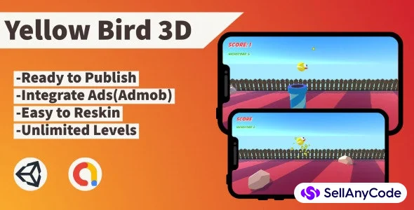 Yellow Bird 3D (Unity+AdMob+Android+iOS) — cover