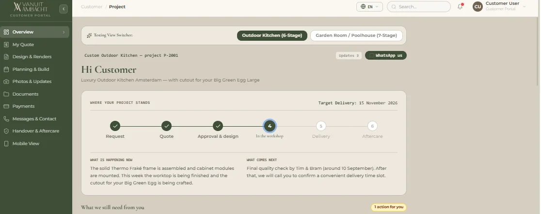 Vanuit Ambacht Luxury Outdoor Living CRM & SaaS Management Portal — screenshot 6