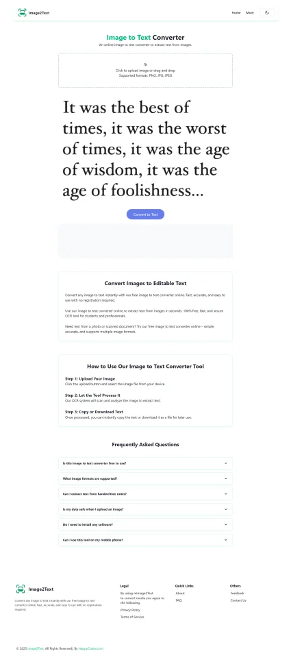 Image2Text - Image to Text Converter Website Script — screenshot 2