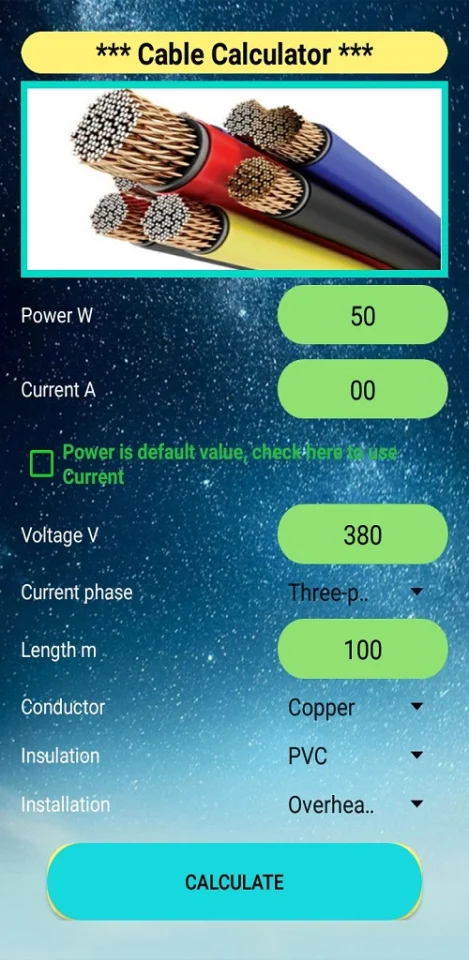 Cable Size — screenshot 1