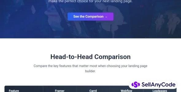 VersusLand: Framer vs. Carrd vs. Webflow vs. Leadpages Landing Page Template