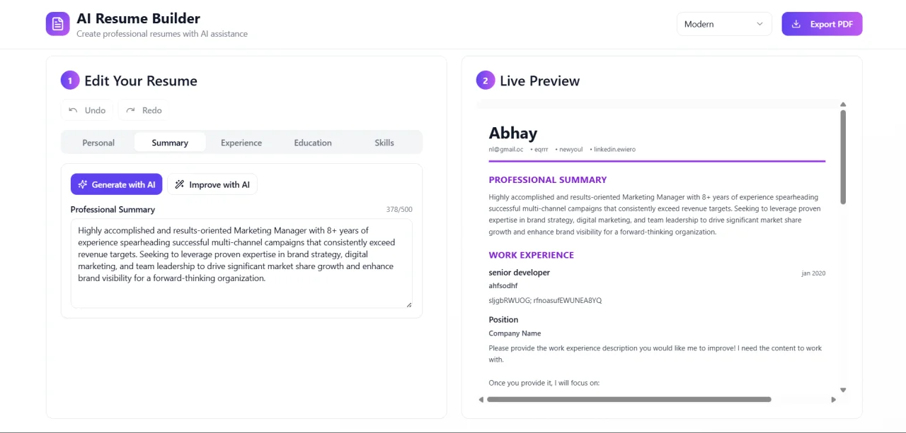 Smart AI-Powered Resume Builder — screenshot 4
