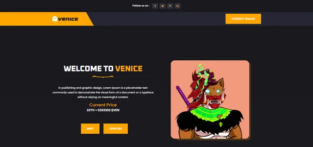 Venice - NFT Drop / Collection Template — screenshot 1
