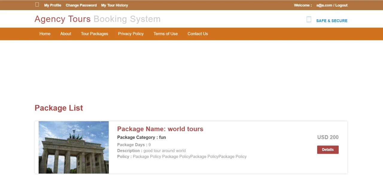 Tours Booking System — screenshot 4
