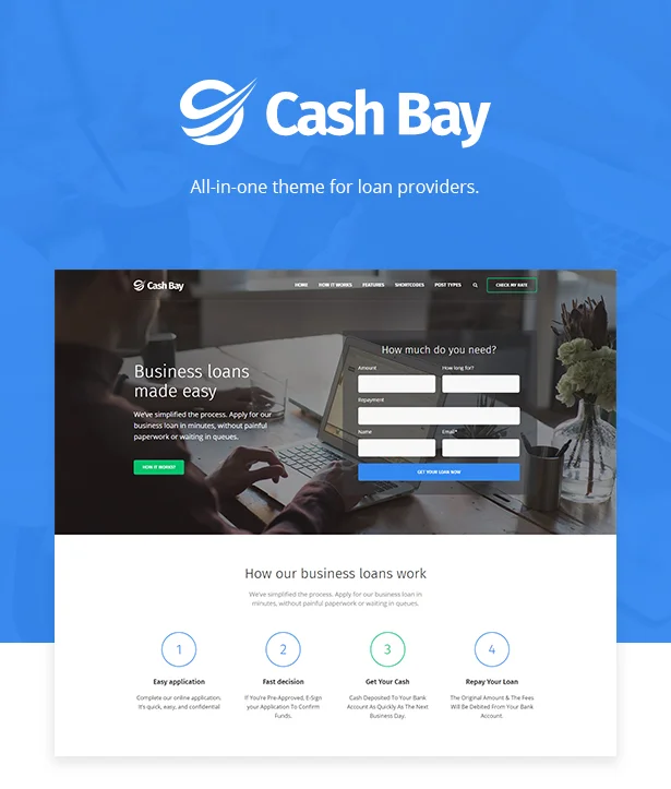Cash Bay - Banking and Payday Loans WordPress Theme — screenshot 1