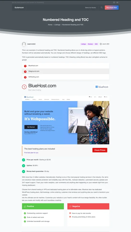 Gutencon - Marketing and SEO Booster, Listing Tables, Review Builder for Gutenberg — screenshot 5