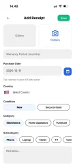 Receipt & Warranty Tracker