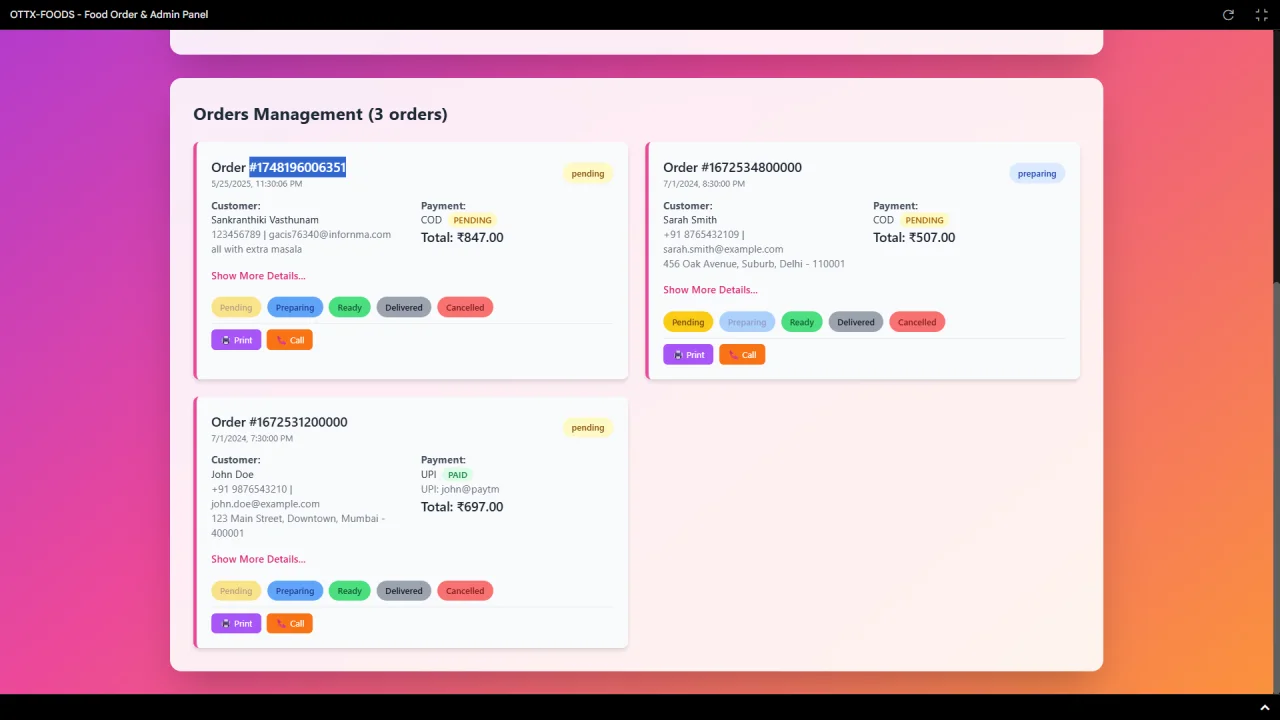 OTTX - FOODS E-Commerce with Admin and User Panels — screenshot 3