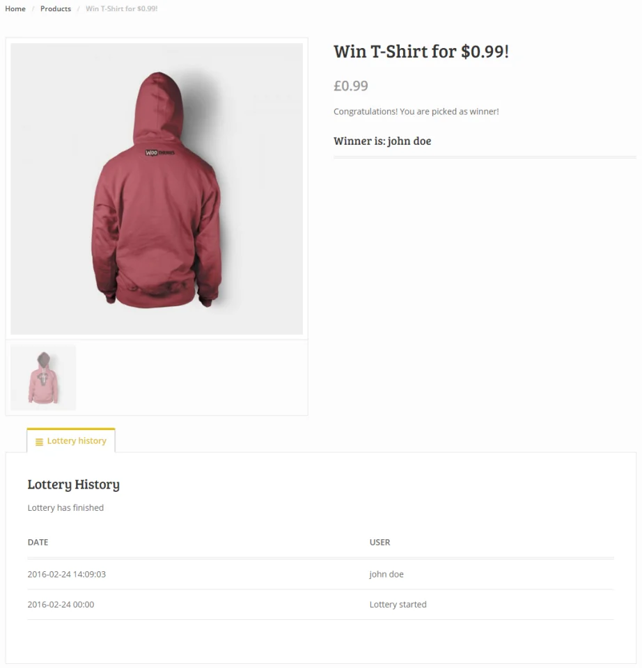 WooCommerce Lottery - WordPress Competitions and Lotteries, Lottery for WooCommerce — screenshot 5