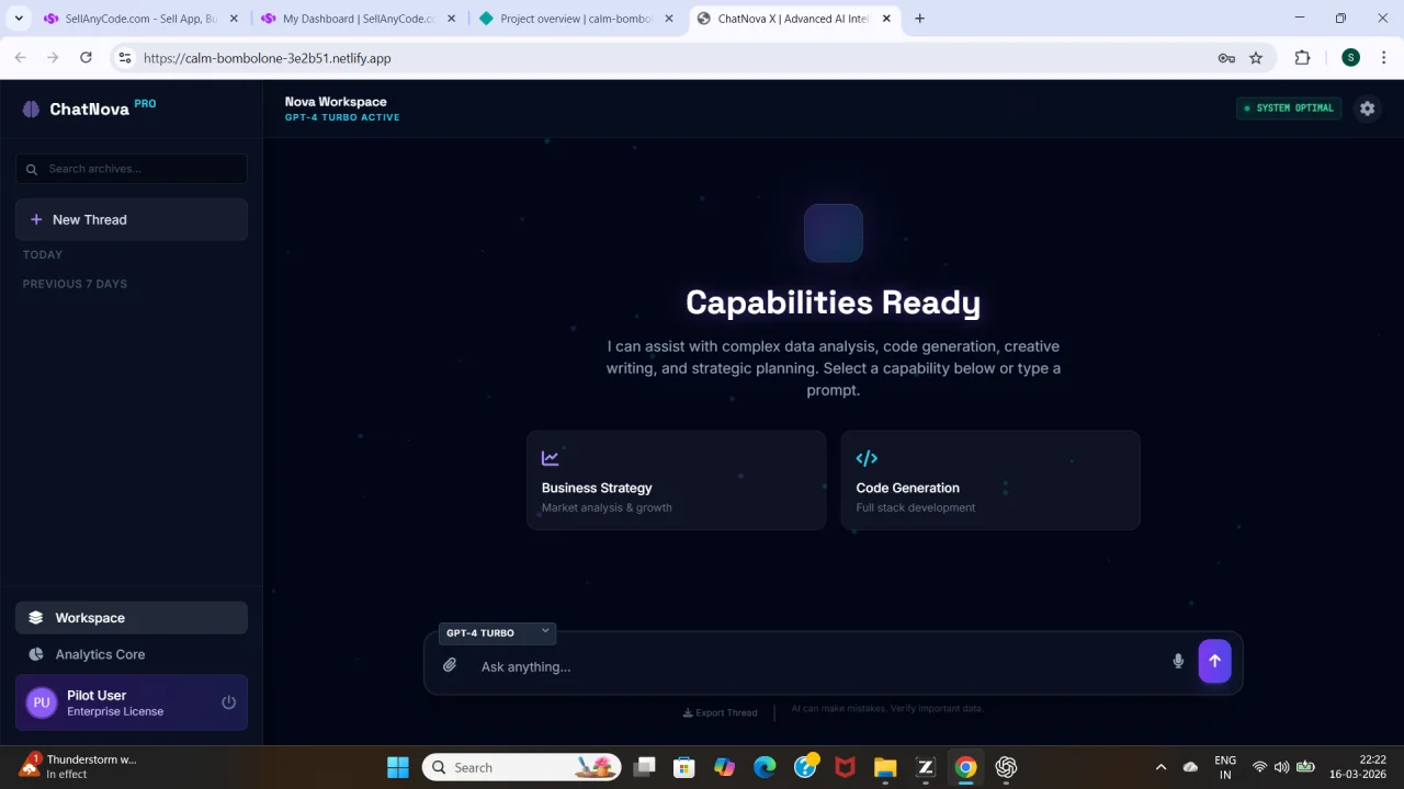 ChatNova X Futuristic AI ChatGPT Interface Dashboard — screenshot 2