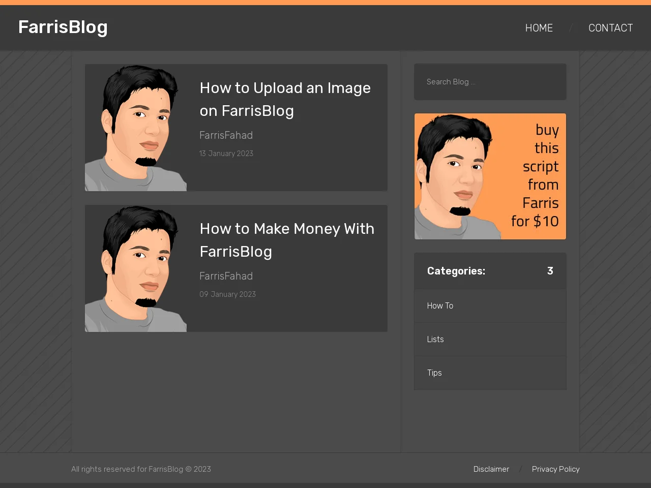 FarrisBlog - Simple PHP & MySQL Blog — screenshot 1