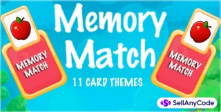 Card Match Memory Kids Games Unity Game Template for Android & iOS + 11 Card Themes