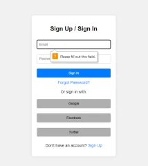 Sign Up and Sign in Login Page