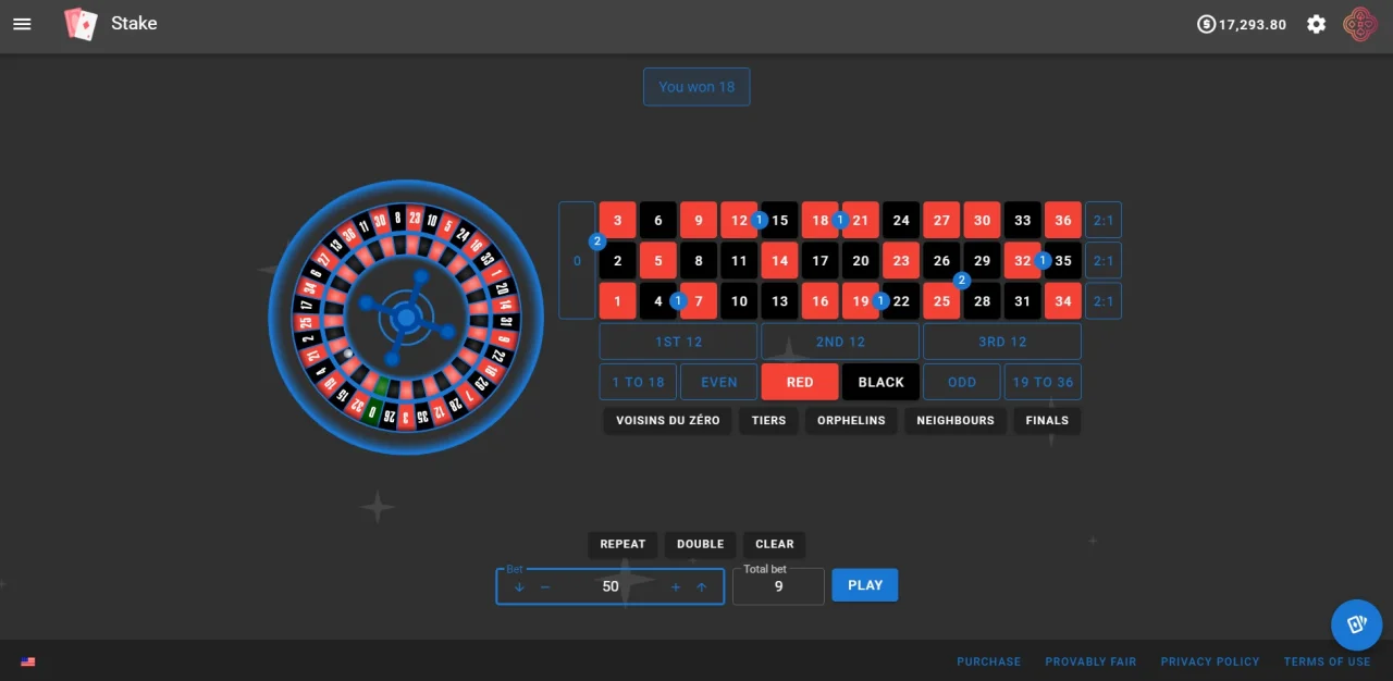 European Roulette Casino Game Add-on for 1Stake Gaming Platform — screenshot 1