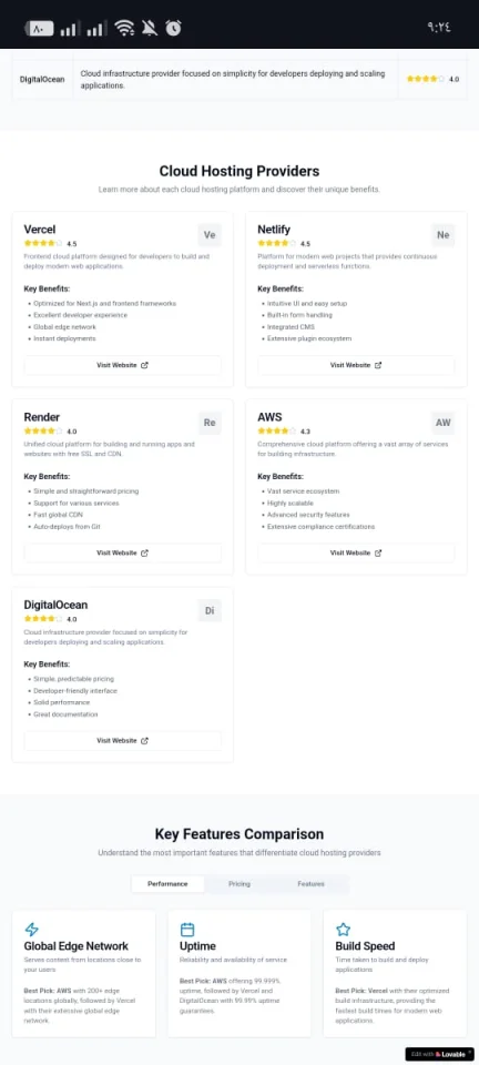 Cloud Provider Comparison Landing Page Template — screenshot 2