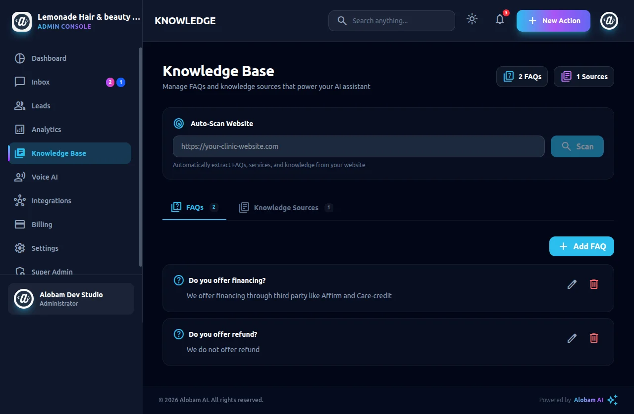AI Receptionist SaaS — screenshot 4