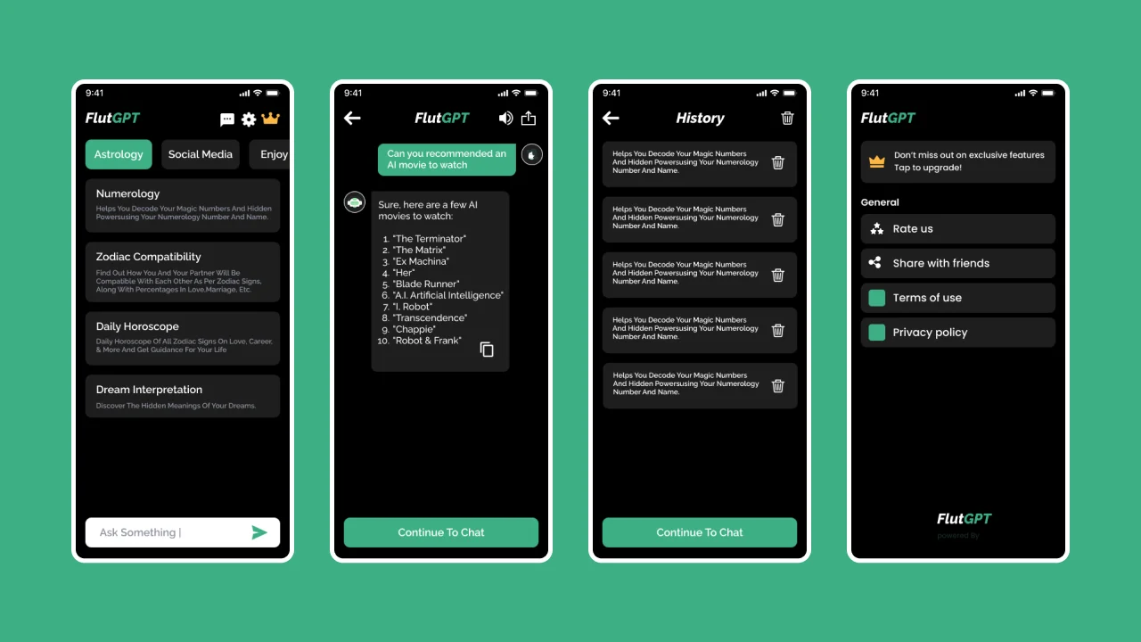 FlutGpt AI - Using OpenAI | Flutter Full Application | Art Generator | AdMob | Subscription Plan — screenshot 5