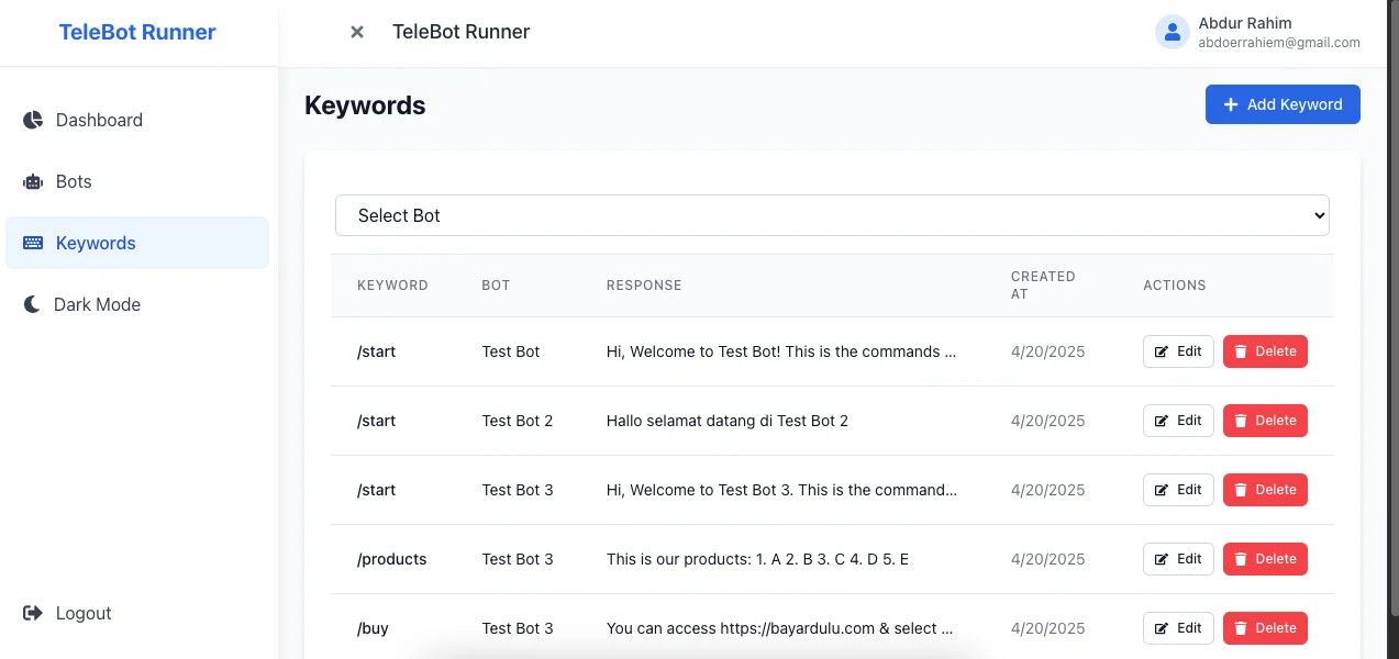 Telegram Bot - Node.js & React.js — screenshot 5