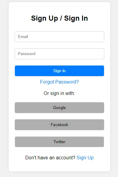 Sign Up and Sign in Login Page — screenshot 3