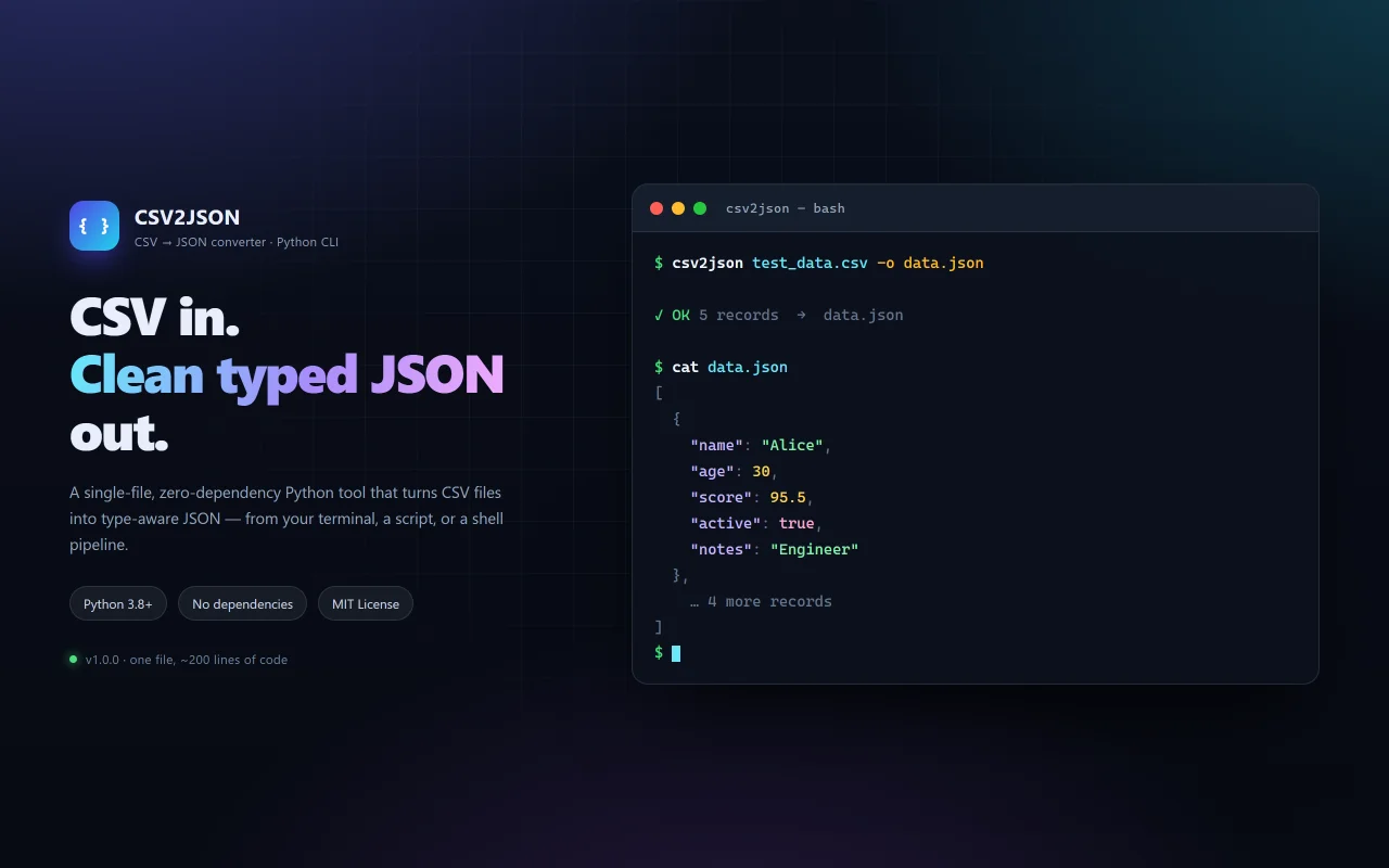 CSV2JSON CSV to JSON Batch Converter — screenshot 1