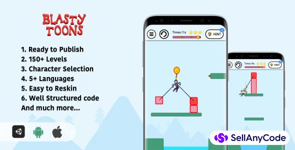 Blasty Toons - Physics Puzzle Game Unity Source Code — cover