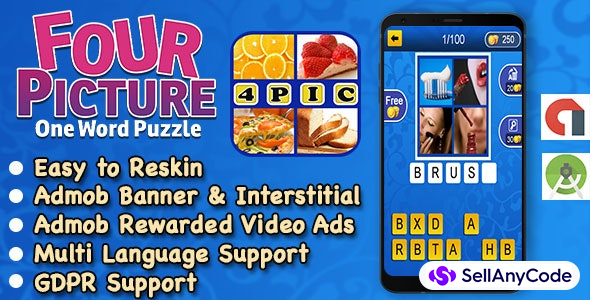 4 Pic 1 Word + Best Kids Trivia Quiz + Ready For Publish + Android Studio + Multi Language