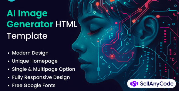 AI Image Generator HTML Landing Page Template