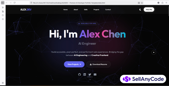 ALEXDEV Premium AI Developer Portfolio Template