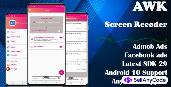 AWK Screen Recorder with Audio (Android 10 supported)