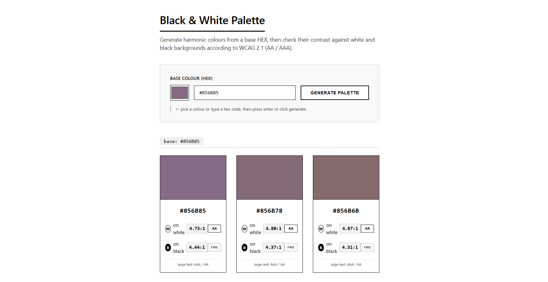 Accessible Color Palette Generator - WCAG Contrast Checker