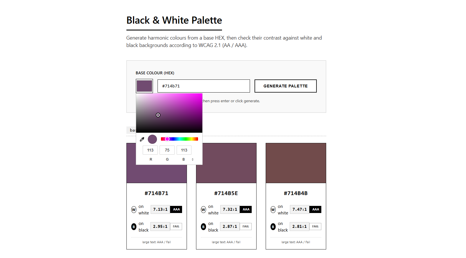 Accessible Color Palette Generator - WCAG Contrast Checker