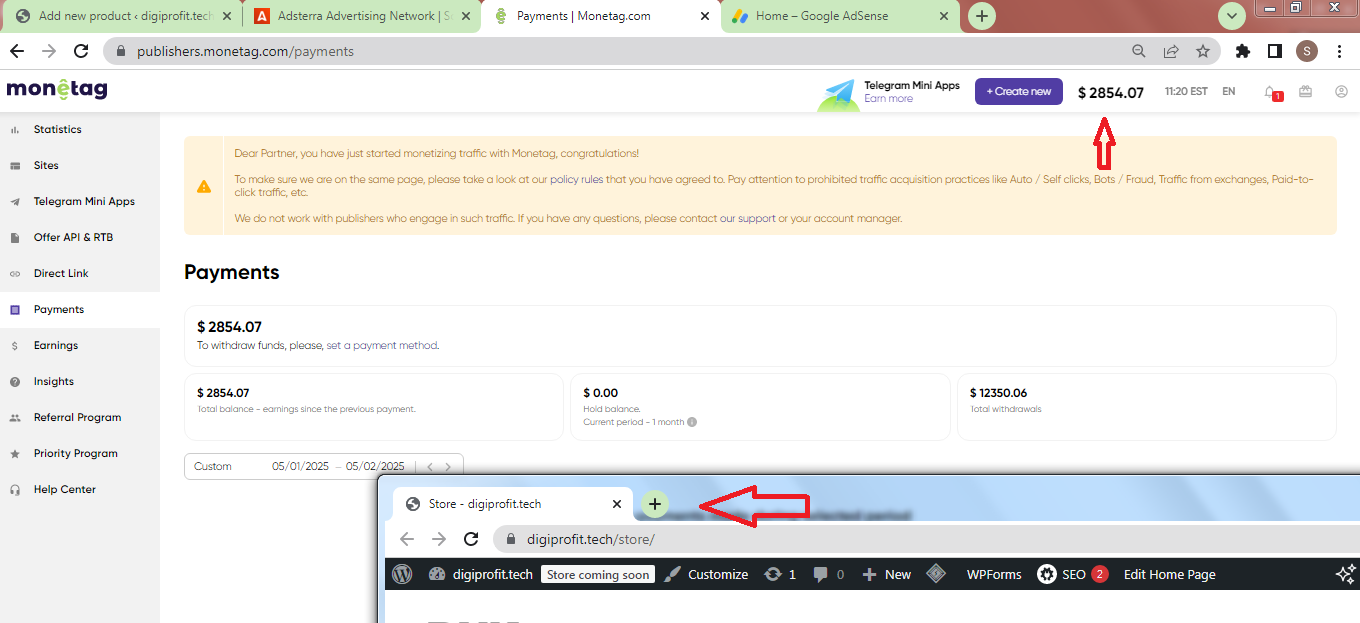 Ad asdterra ,monetag