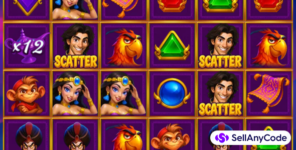 Aladdin Wishes Cascading Slot Game (Cocos Creator 3.8.8, iOS)