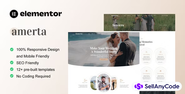 Amerta - Wedding Photography Service Elementor Template Kit