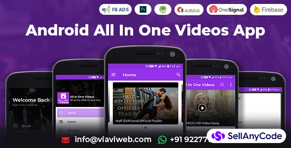 Android All In One Videos App (DailyMotion,Vimeo,Youtube,Server Videos, Admob with GDPR)