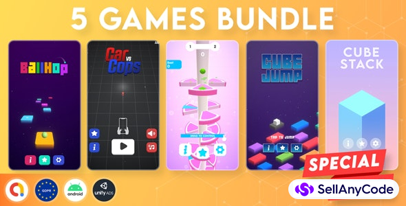 BUNDLE 5 GAMES | Admob + GDPR + Unity