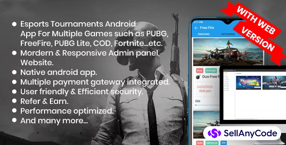 BattleMania With Web version - Tournament App with Website & Admin Panel for PUBG / Free Fire / COD