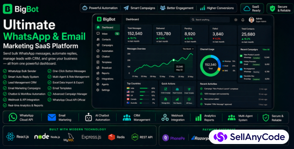 BigBot WhatsApp Email Marketing SaaS Script Code