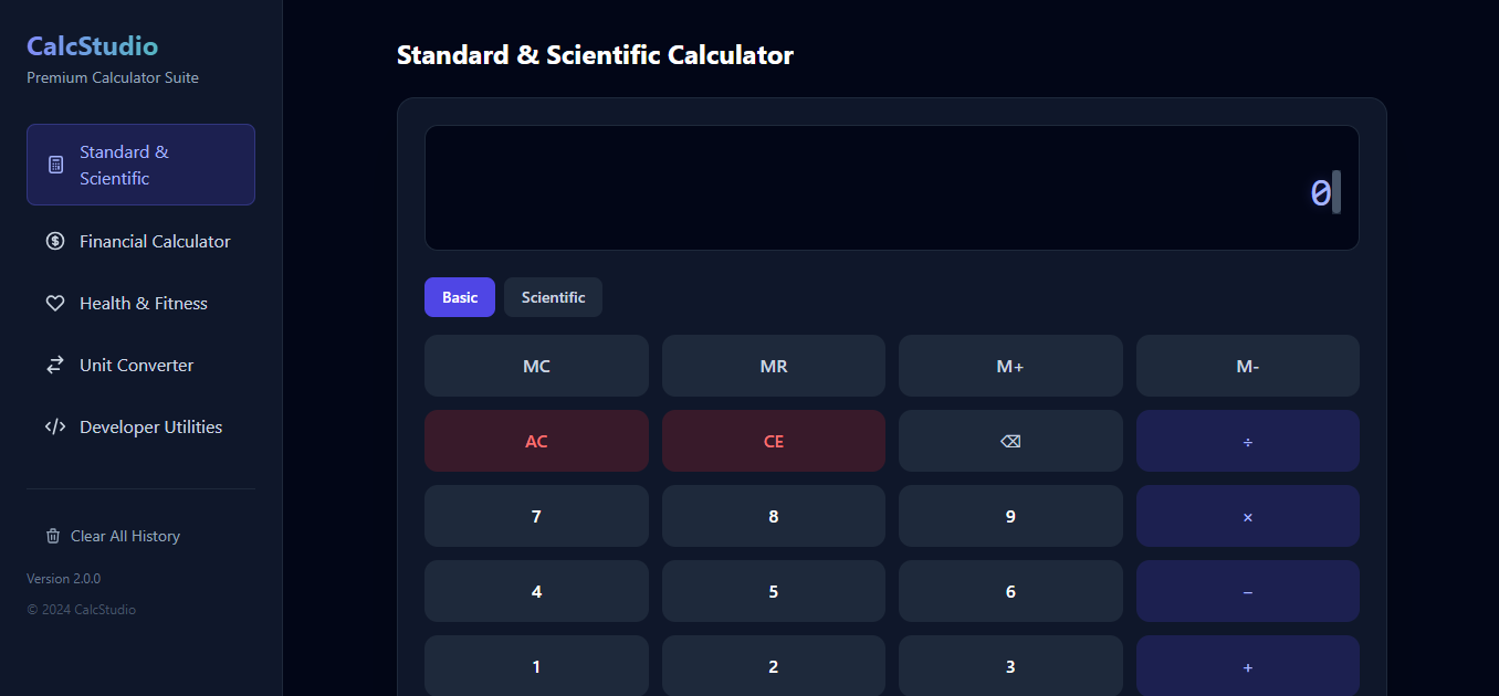 CalcStudio - Multi-Purpose JavaScript Calculators & Conversions Web Suite