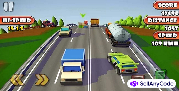 Cartoon Car war Highway Rider: Endless Pixel Traffic Racing 3D