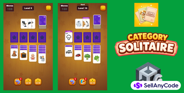Category Solitaire Card Puzzle - Unity Source Code