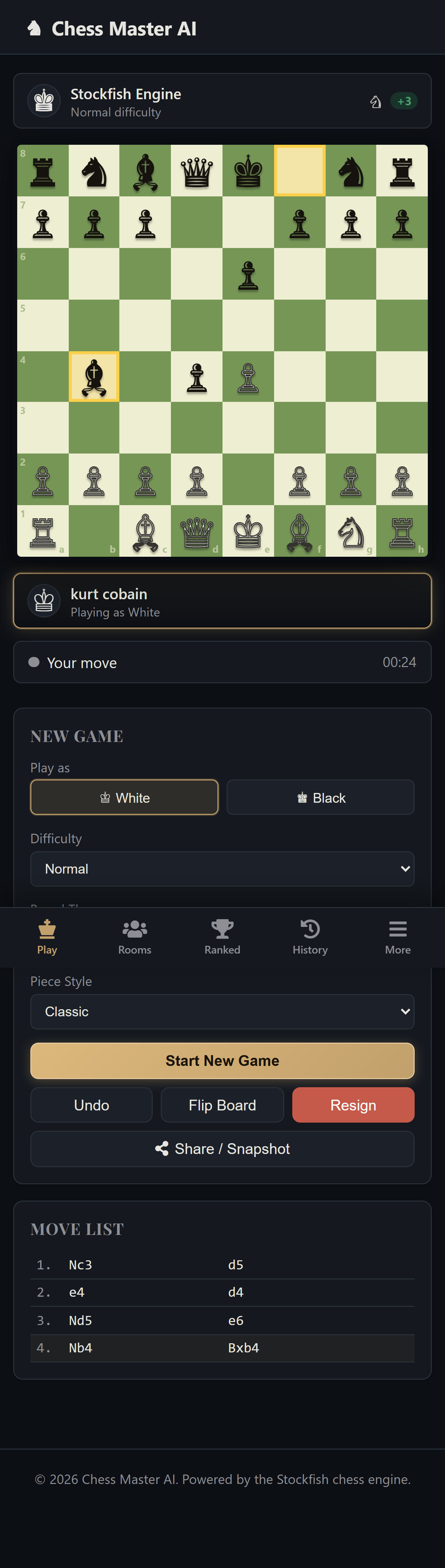 Chess Master AI - Online Chess Platform with AI & Multiplayer (PHP/MySQL)