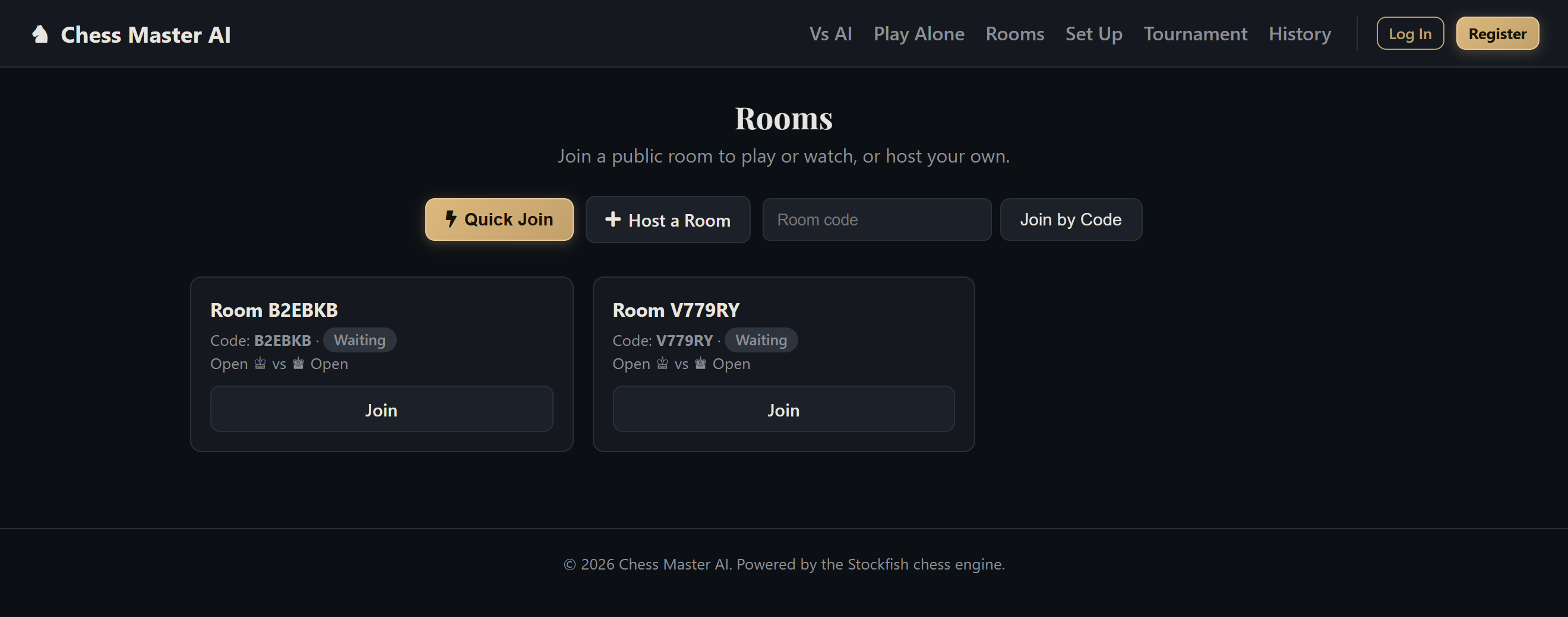 Chess Master AI - Online Chess Platform with AI & Multiplayer (PHP/MySQL)