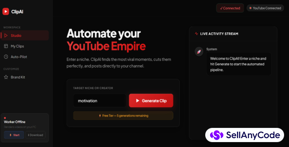 ClipAI - YouTube Shorts Automation SaaS